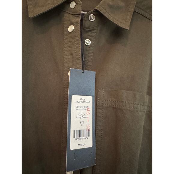Veronica Beard Keston Utility Shirt Dress Army Green Size 0 $398 NWT - Picture 7 of 8